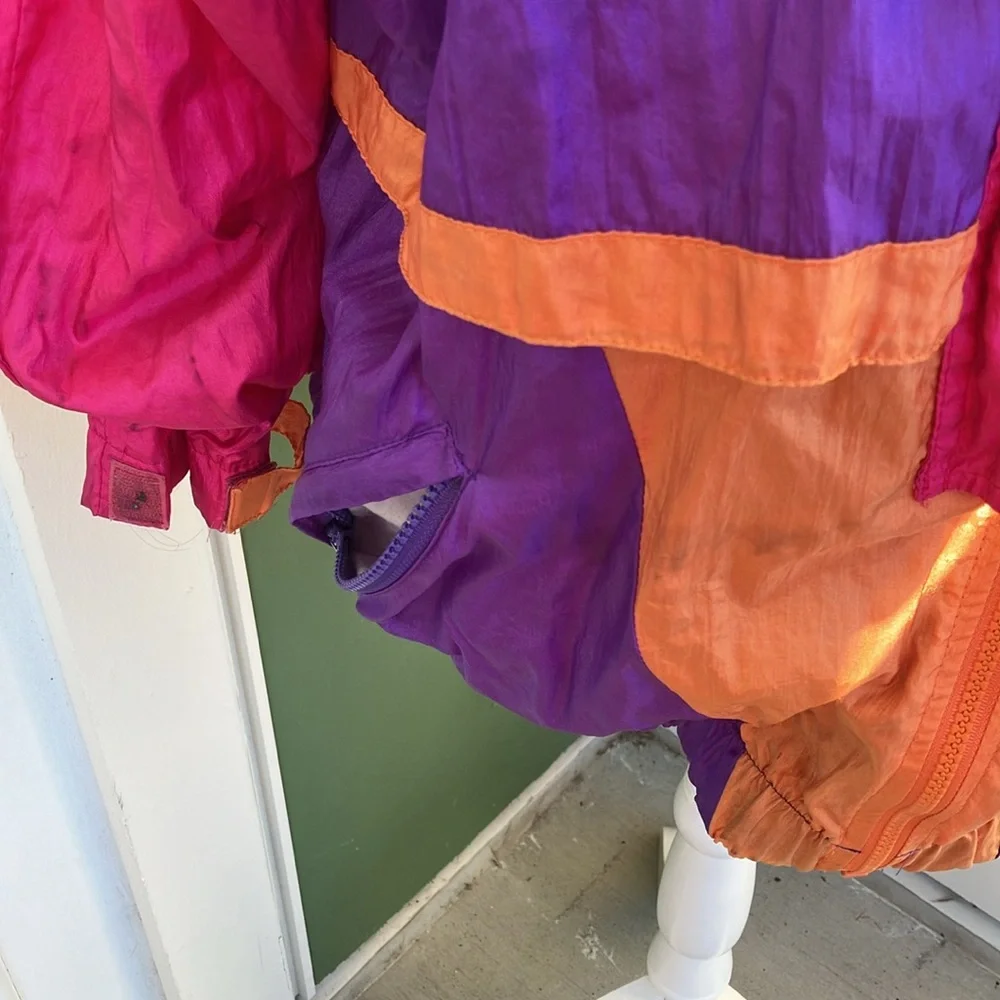 Vintage 80s 90s Hot Pink, Purple, and Orange Windbreaker - Picture 4 of 10